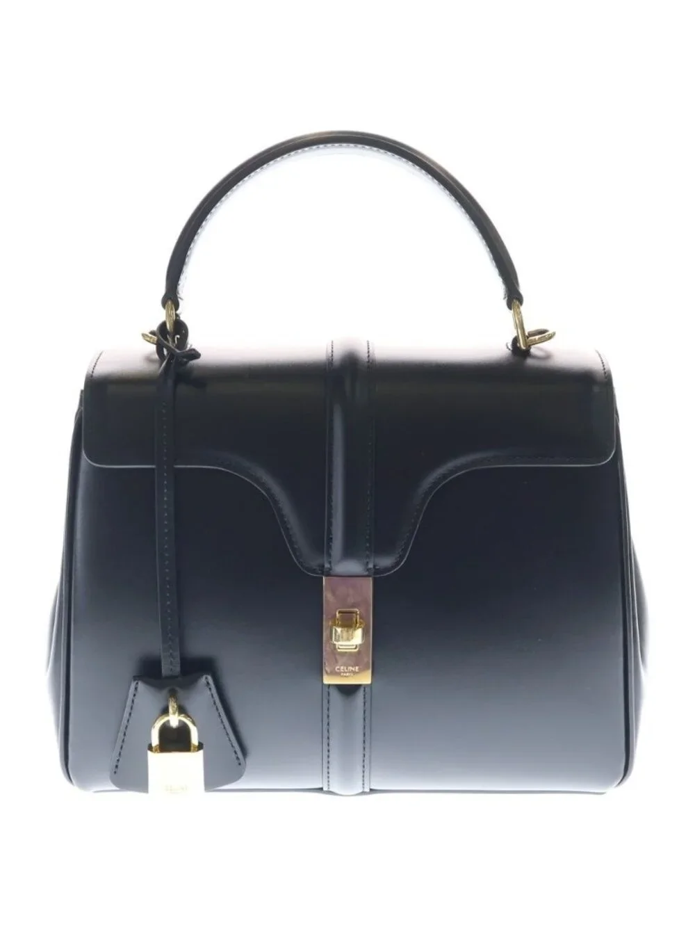 Celine Small 16 Saise Shoulder Bag Calfskin Leather Gold Black